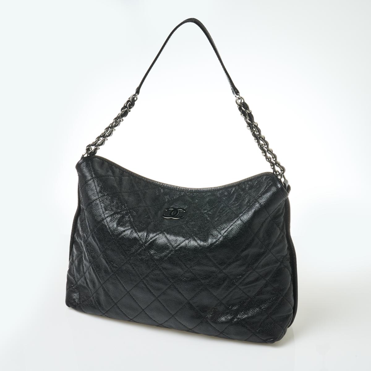 Chanel French Riviera Quilted Caviar Leather Hobo Bag