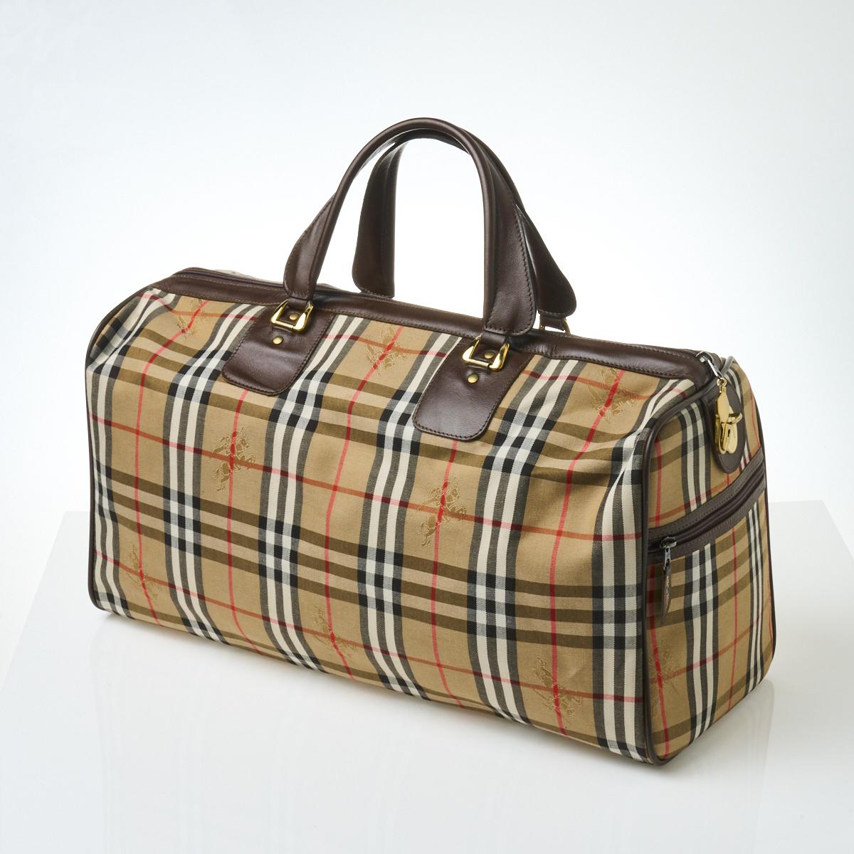 Brown Burberry Vintage Check Boston Bag