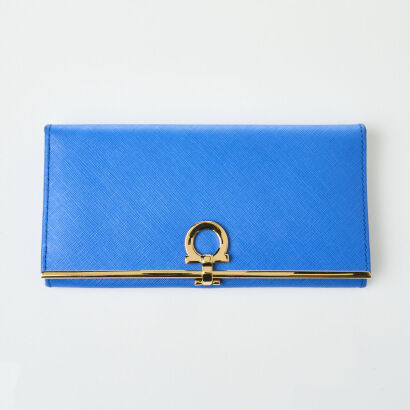 Salvatore Ferragamo Blue Gancini Wallet with Box