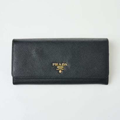 Prada Black Saffiano Long Wallet