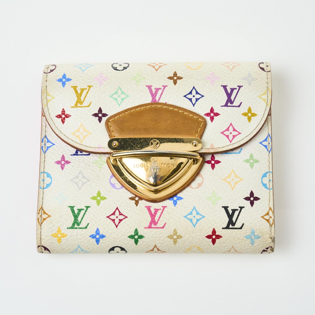 Louis Vuitton White Multicolore Joey Wallet with Box