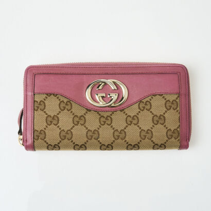 Gucci GG Pink Monogram Wallet with Box