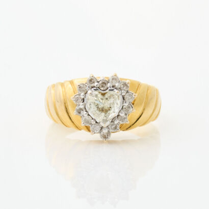 14ct Yellow/White Gold, Vintage, .90ct Diamond Ring