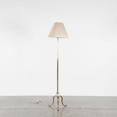 An Antique Cast Brass And Marble Floor Lamp