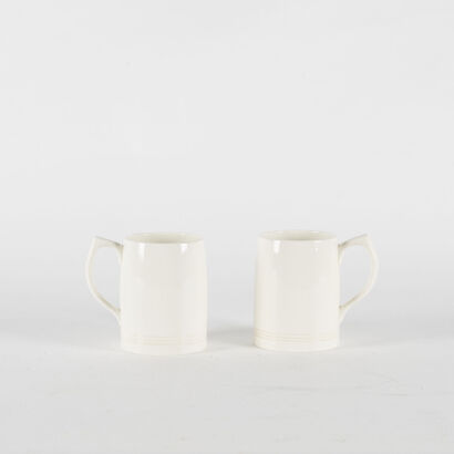 A Pair Of Vintage Ceramic Tankards, Keith Murray For Wedgewood