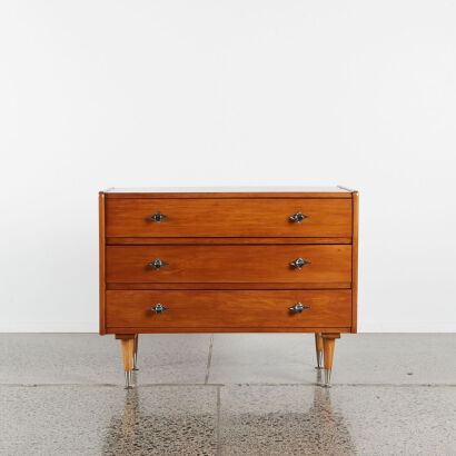 A Mid-Century Rimu Three Drawer