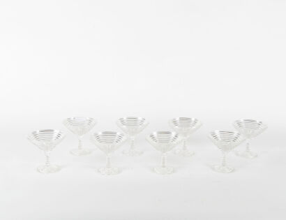 A Collection Of Eight Anchor Hocking Style Manhattan Martini Glasses