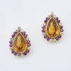 14ct Yellow Gold, 23.60ct Synthetic Sapphires, 3.60ct Ruby and 1.80ct Diamond Earrings