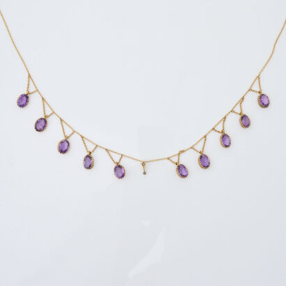 15ct Yellow Gold, 38.00ct Amethyst Necklace