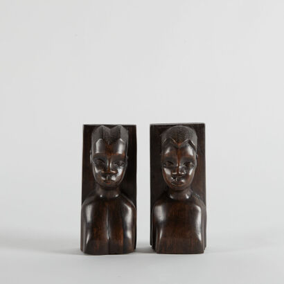 A Pair Of African Carved Bookends