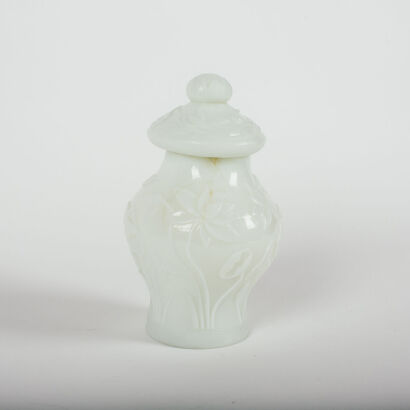 A Chinese Carved Glass Ginger Jar With Lid