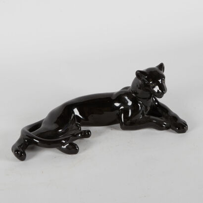 An Owl Cove Ceramic Black Panther