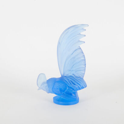 After Rene Lalique Blue "Coq Nain" Car Mascot