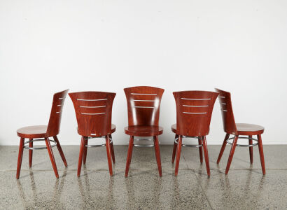 A Set Of Five Baumann Bentwood Cafe Chairs