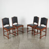 A Set Of Four English Oak And Leather Chairs - 2