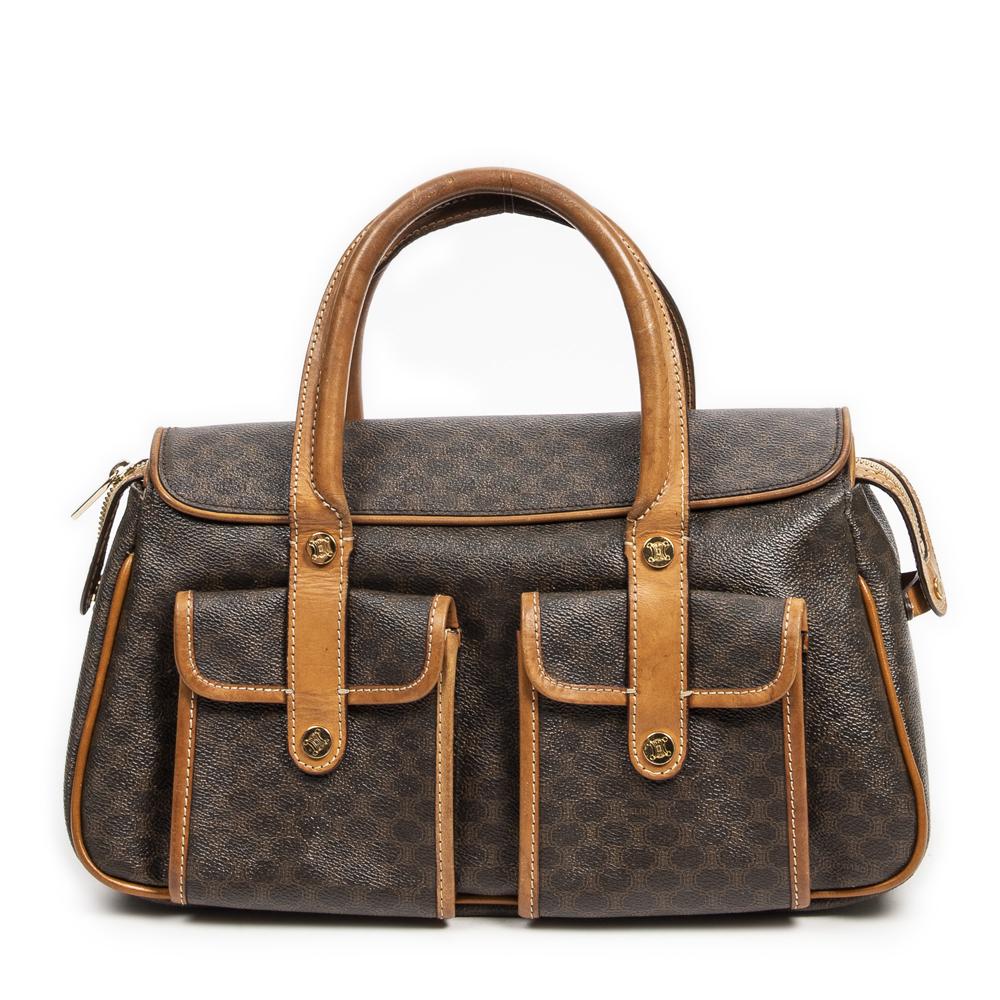 At Auction: Celine Macadam Coated Canvas Small Boston Bag