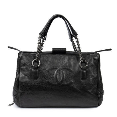 Chanel Black Leather Frame Tote Bag