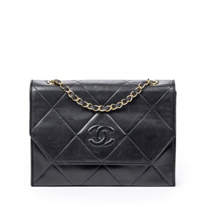 Chanel, Vintage, Quilted CC Chain Trapeze Flap Bag