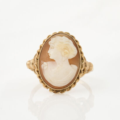 10ct Rose Gold, Vintage Cameo Ring, Size K 1/2