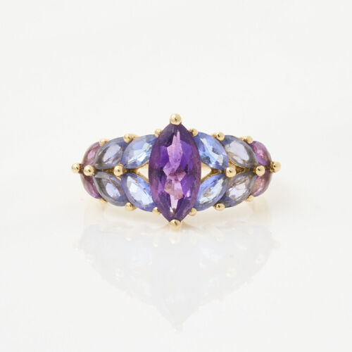 14ct Yellow Gold, Vintage, Amethyst and Violet Marquise Cut Ring