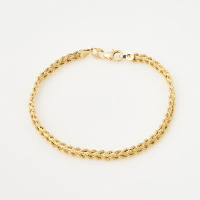 14ct Yellow Gold, 17cm Braided Rope Style Bracelet