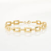 14ct Yellow Gold, 18.5cm Faceted Square Link Bracelet