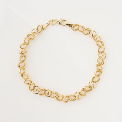 14ct Yellow Gold, 18cm Spherical Bracelet Link Bracelet