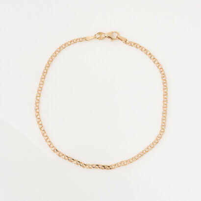 14ct Rose Gold, 23cm Double Link Trace Chain Bracelet with Parrot Clasp