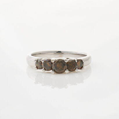 14ct White Gold, 1.00ct Fancy Brown Colour Diamond Ring