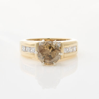 14ct Yellow Gold, 2.00ct Fancy Light Brown Diamond Solitaire Ring