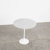 A Tulip Side Table With White Base And Marble Top - 2