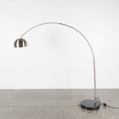 An Arco Style Floor Lamp With Marble Base