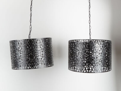 A Pair Of Black Metal Modern Design Lampsades