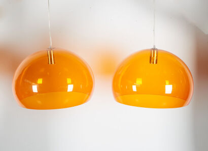 A Pair Of Kartell Fly Pendant Lamps Designed By Ferruccio Laviani