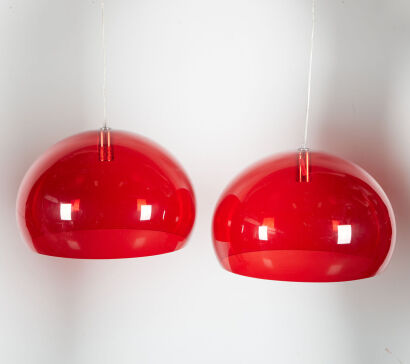 A Pair Of Kartell Fly Pendant Lamps Designed By Ferruccio Laviani