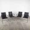 A Set Of Four Black Leather And Chrome Cantilever Chairs - 2