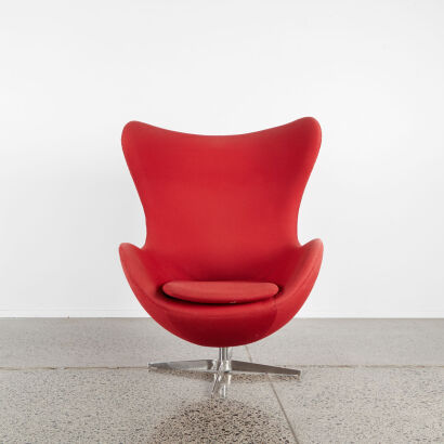 An Arne Jacobsen Style Egg Chair In Red