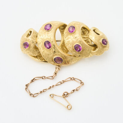 18ct Yellow Gold, Victorian, 3.50ct Rhodolite Garnet Brooch