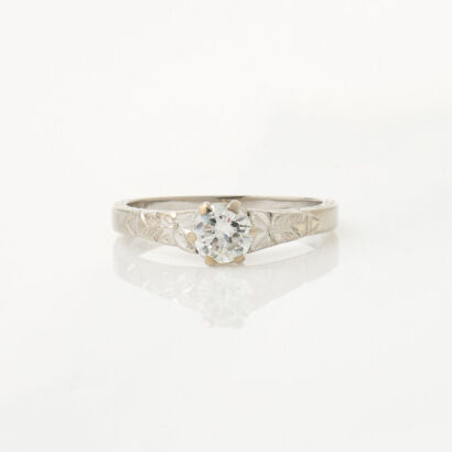 18ct White Gold, Estate, .39ct Diamond Solitaire Ring