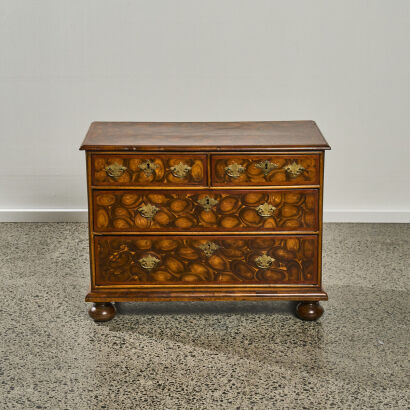 A William and Mary Oyster Veneer Chest