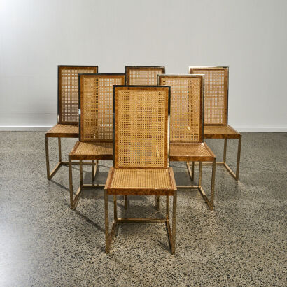 A Set of Six Romeo Rega Cane and Gold Chairs