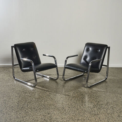 A Pair of Chrome Lounge Chairs by Pace Collection