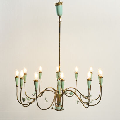 A Rare 1950s Italian Ceiling Light Attributed to Angelo Lelii