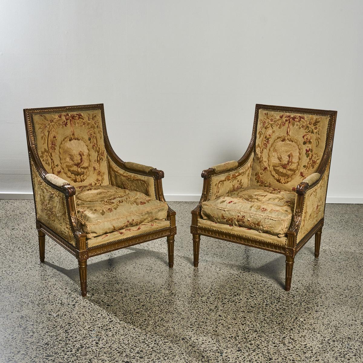 Pair of French, Louis XIV style fauteuils a la Reine