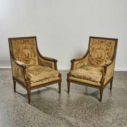 A Pair of Louis XVI French Fauteuils