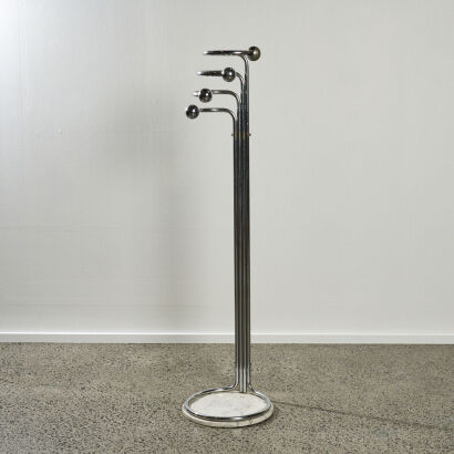 An Italian Chrome and Marble Coat Rack