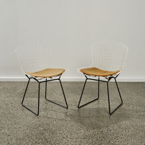 A Pair of Harry Bertoia Upholstered Side Chairs