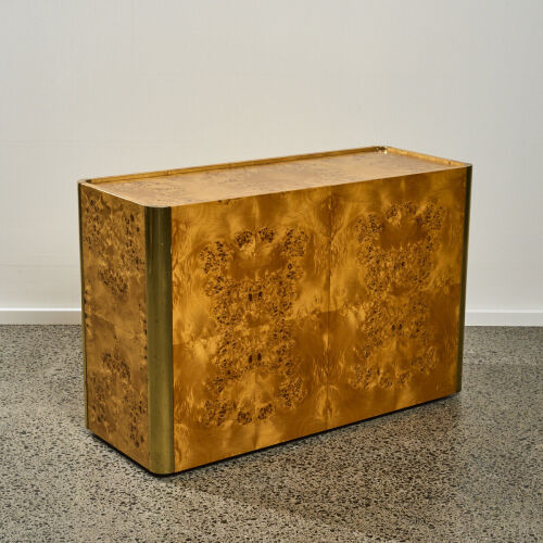 A&nbsp;Bird's-Eye Maple and Brass Two-Door Sideboard