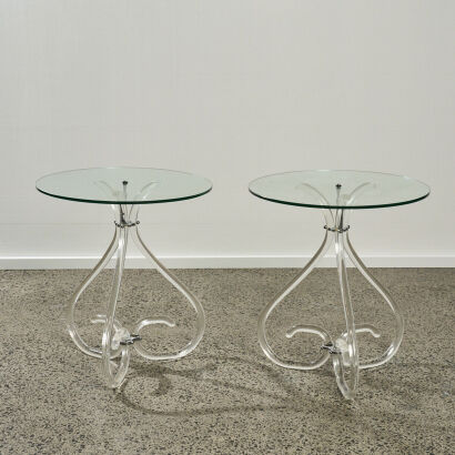 A Pair of Lucite and Chrome Tables Attributed to Dorothy Thorpe