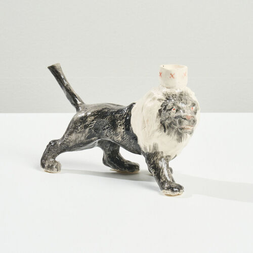 A Tony de Lautour Ceramic Lion Pipe